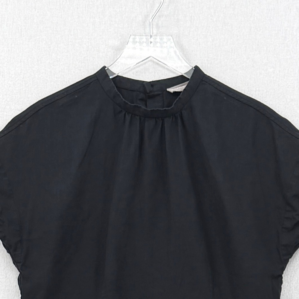 EVERLANE The Linen Drape Top Womens 2 Black Cap Sleeve High Neck Casual Resort - Picture 7 of 13